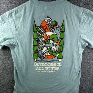 Marmot Mountain Works T Shirt Adult Medium Pullover Blue DJ Javier Outdoors